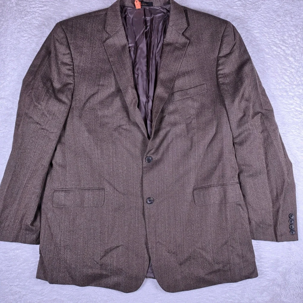 Jos A Bank Reserve Mens 46 Long Beige Wool Silk Herringbone L/S Blazer Coat